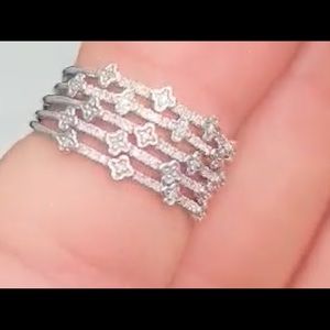 Sterling Silver and Diamond band size 6.75